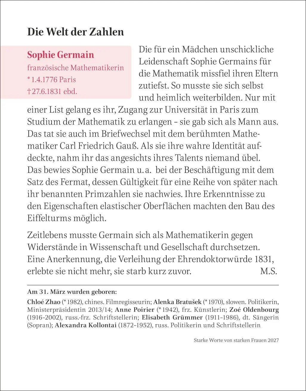 Bild: 9783840039010 | Starke Worte von starken Frauen Tagesabreißkalender 2027 | Kalender