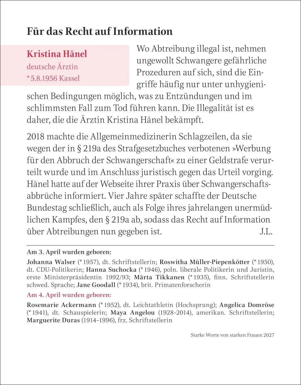 Bild: 9783840039010 | Starke Worte von starken Frauen Tagesabreißkalender 2027 | Kalender