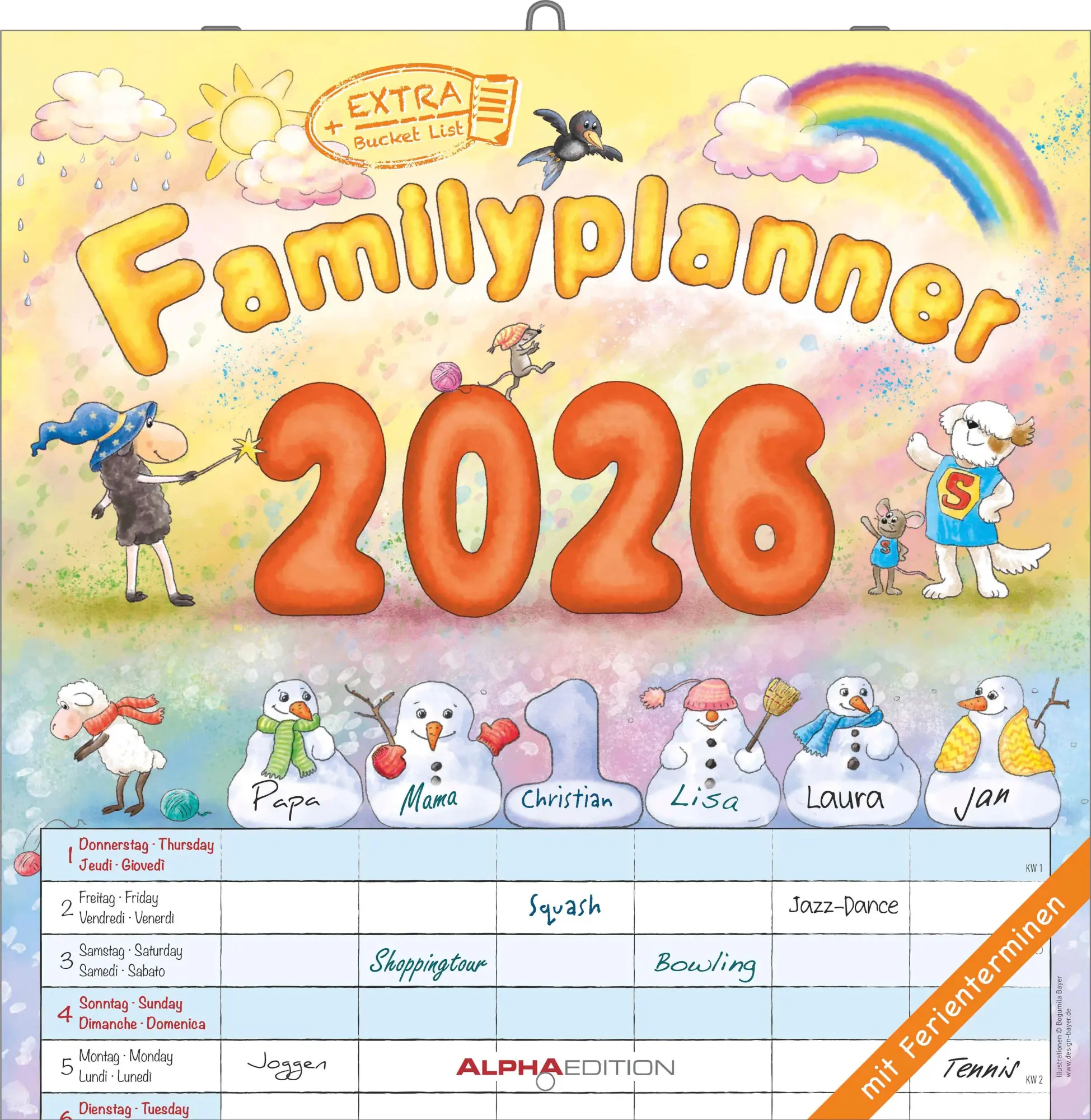 Cover: 4069095009110 | Familienplaner Cartoon 2026 - Broschürenkalender 30x30 cm (30x60...
