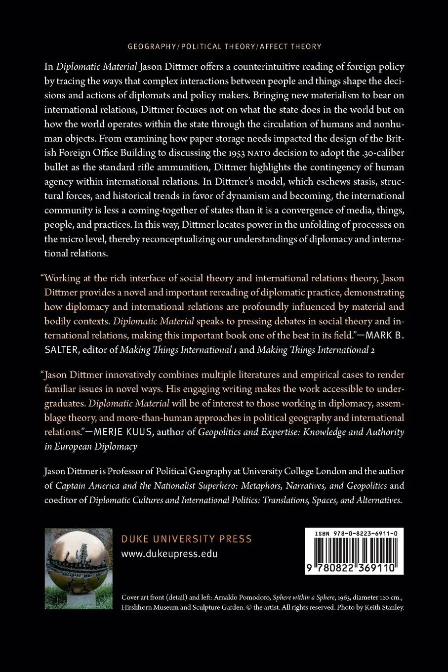 Rückseite: 9780822369110 | Diplomatic Material | Affect, Assemblage, and Foreign Policy | Dittmer