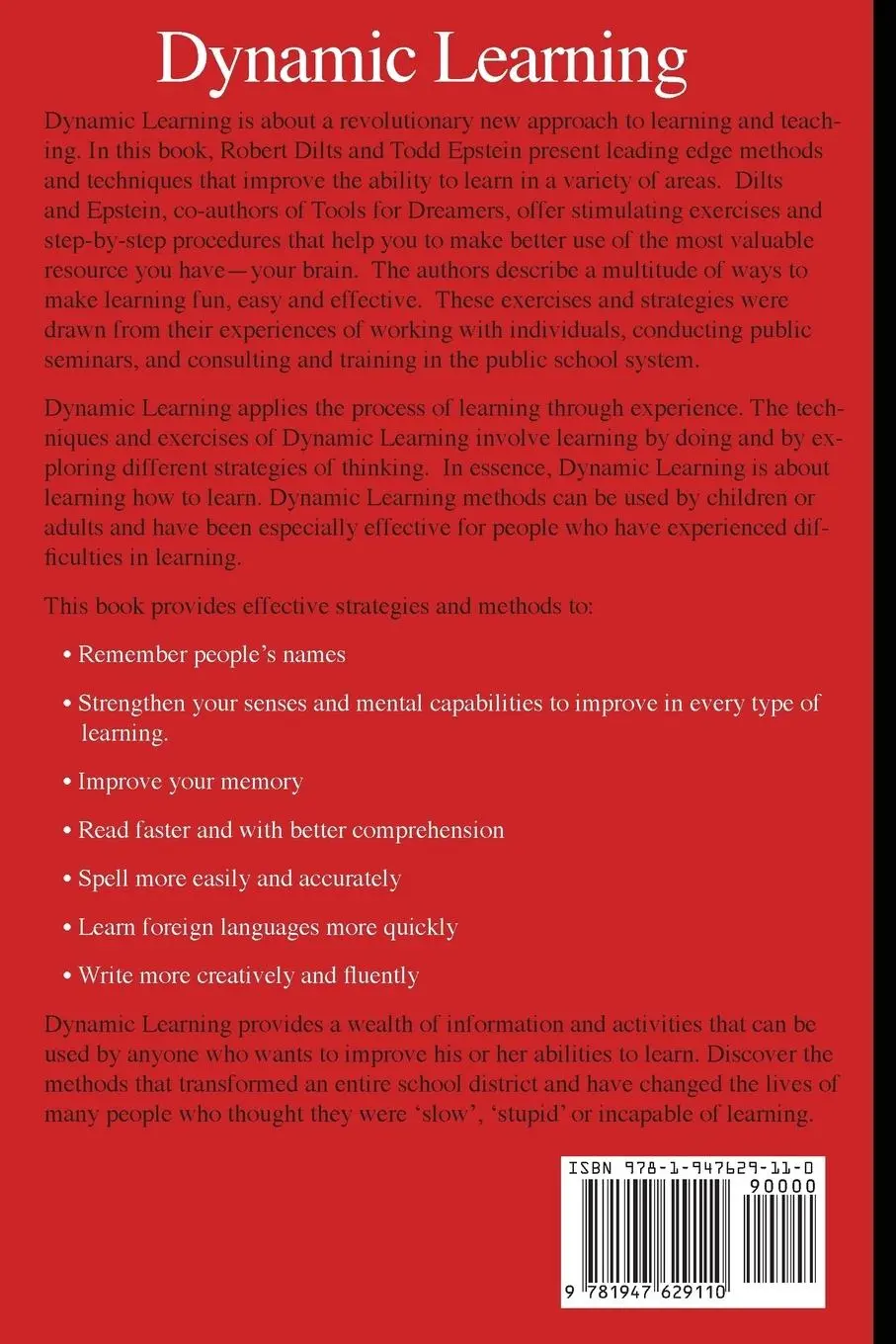 Rückseite: 9781947629110 | Dynamic Learning | Robert Brian Dilts (u. a.) | Taschenbuch | Englisch