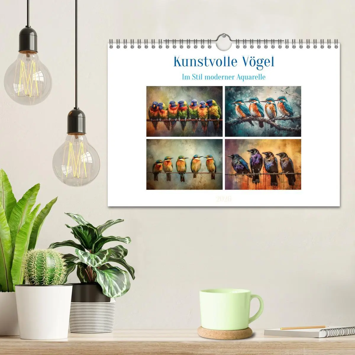 Bild: 9783457379110 | Kunstvolle Vögel (Wandkalender 2026 DIN A4 quer), CALVENDO...