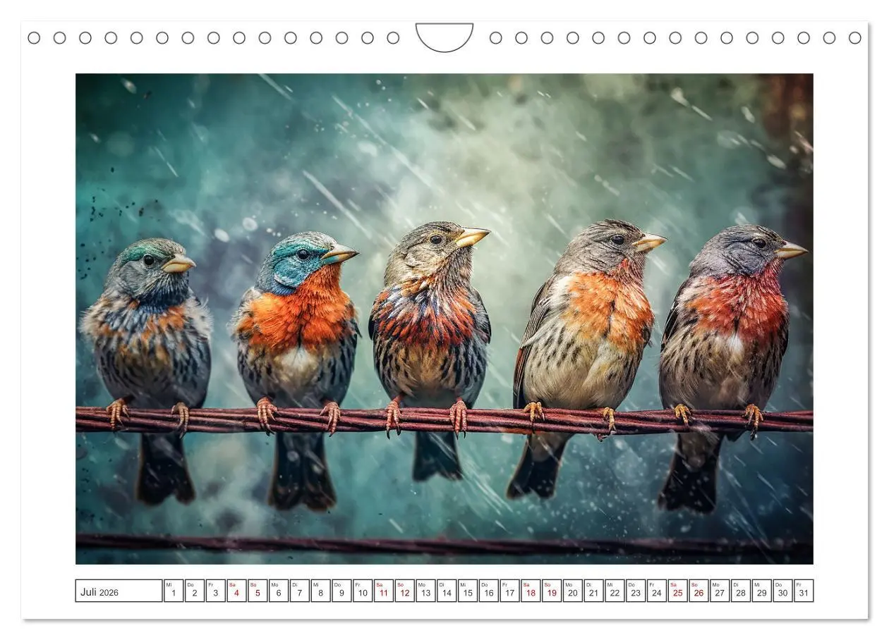 Bild: 9783457379110 | Kunstvolle Vögel (Wandkalender 2026 DIN A4 quer), CALVENDO...