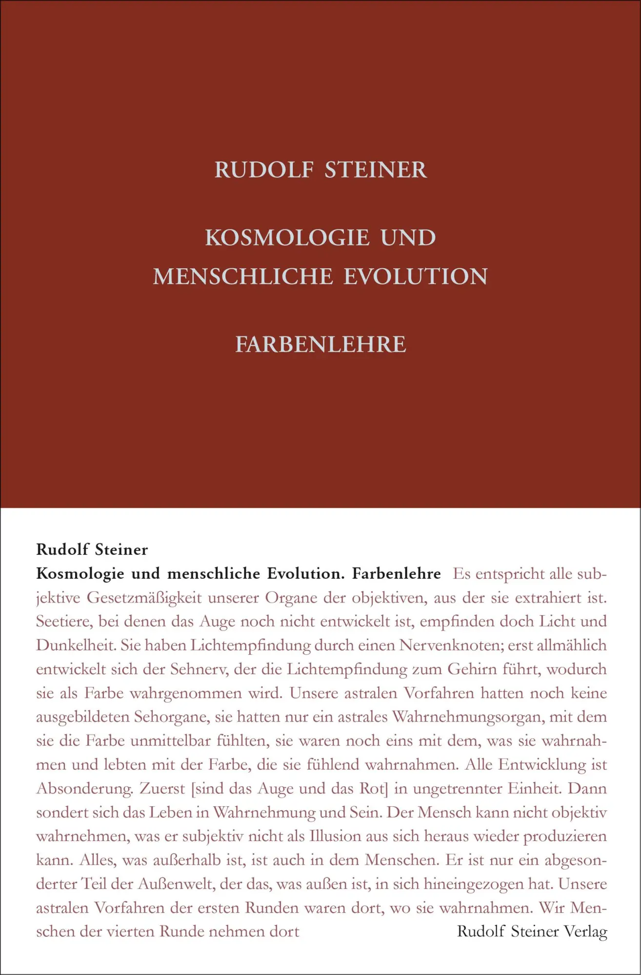 Cover: 9783727409110 | Kosmologie und menschliche Evolution. Farbenlehre | Rudolf Steiner
