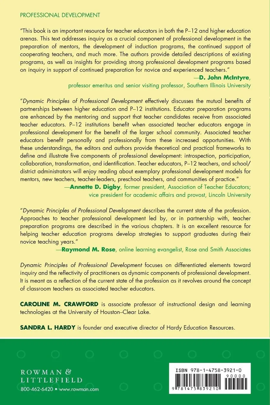 Rückseite: 9781475839210 | Dynamic Principles of Professional Development | Crawford (u. a.)
