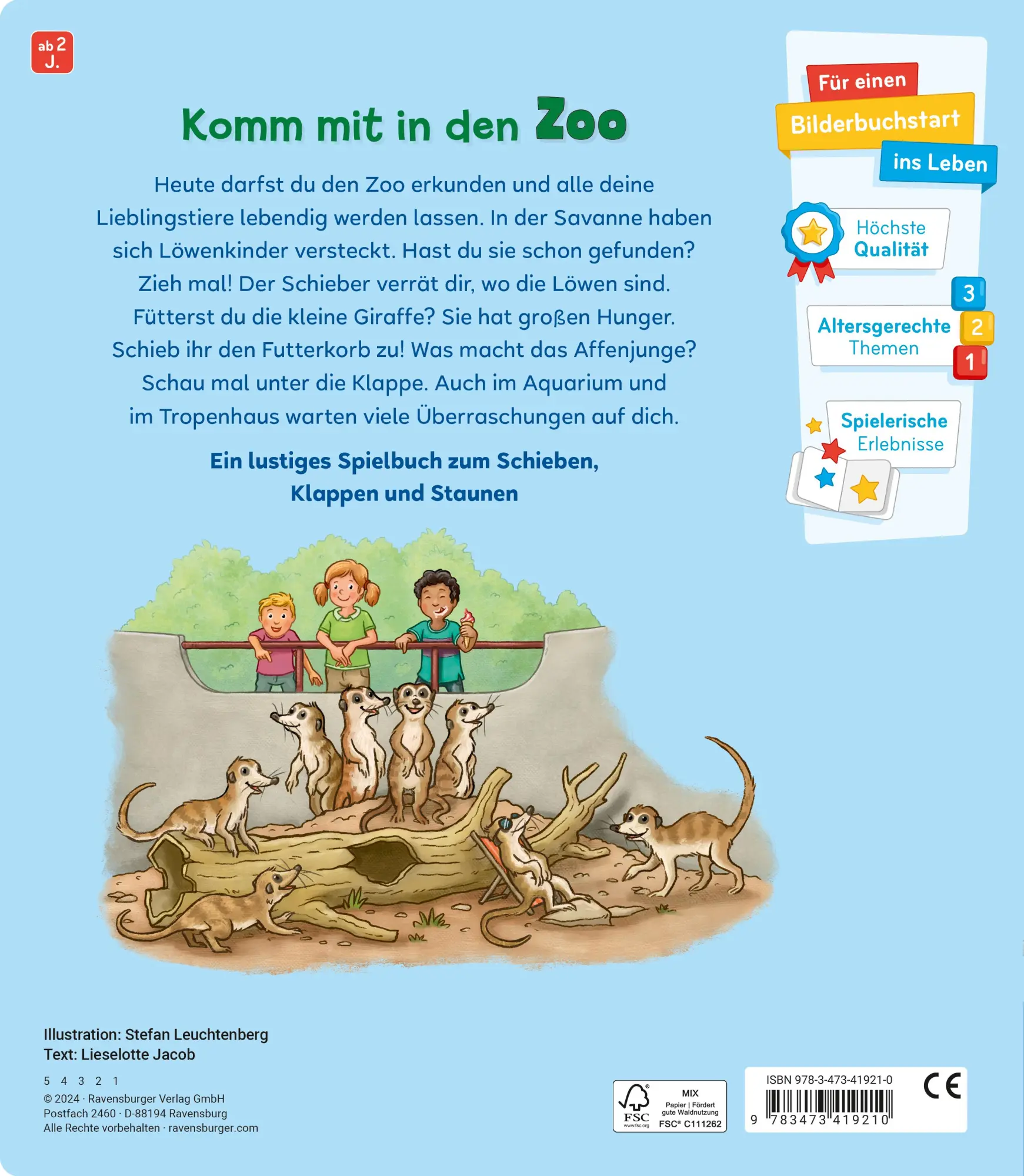 Rückseite: 9783473419210 | Mein großes Spielbuch Zoo | Lieselotte Jacob | Buch | 12 S. | Deutsch