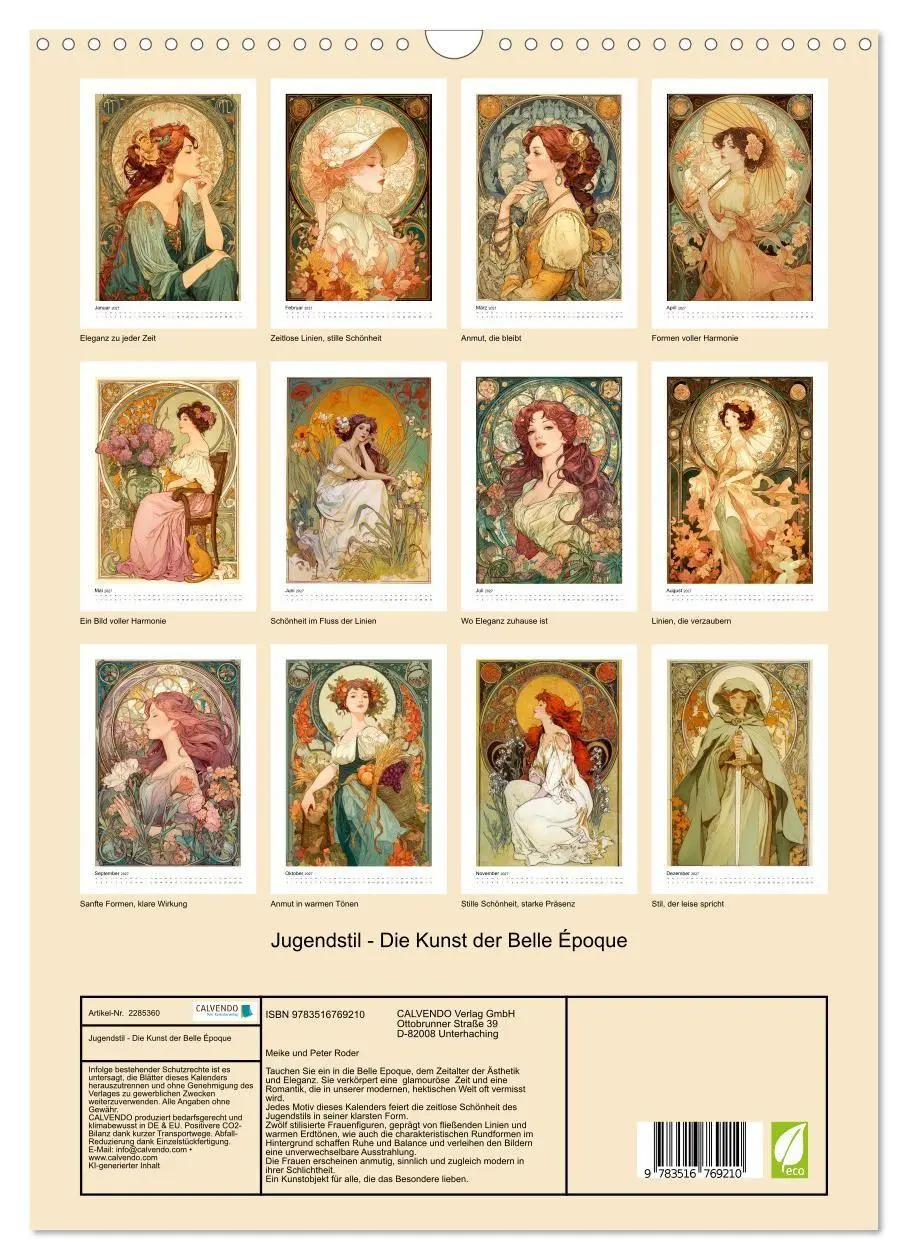 Bild: 9783516769210 | Jugendstil - Die Kunst der Belle Époque (Wandkalender 2027 DIN A3...