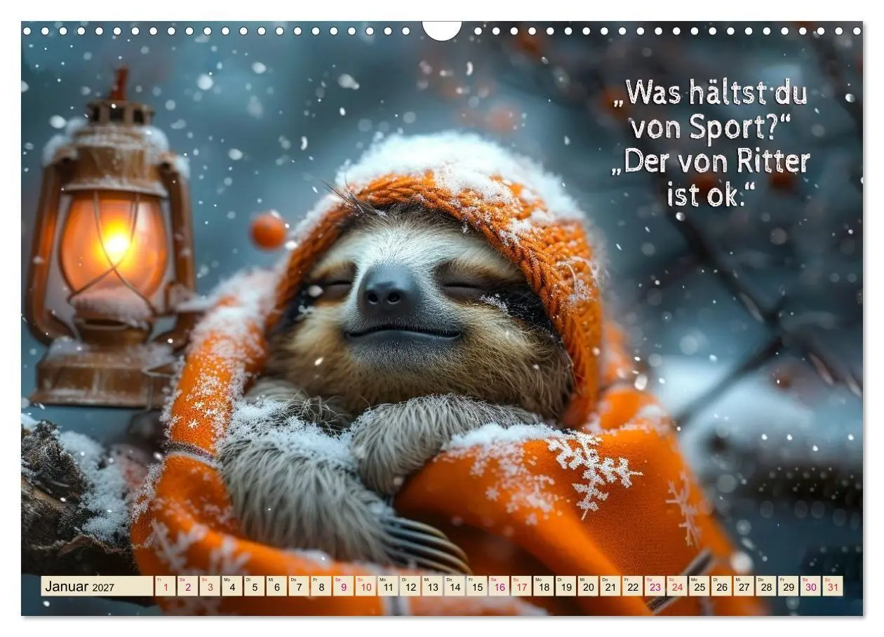 Bild: 9783569239210 | Faultier - Albtraum Sport (Wandkalender 2027 DIN A3 quer), CALVENDO...