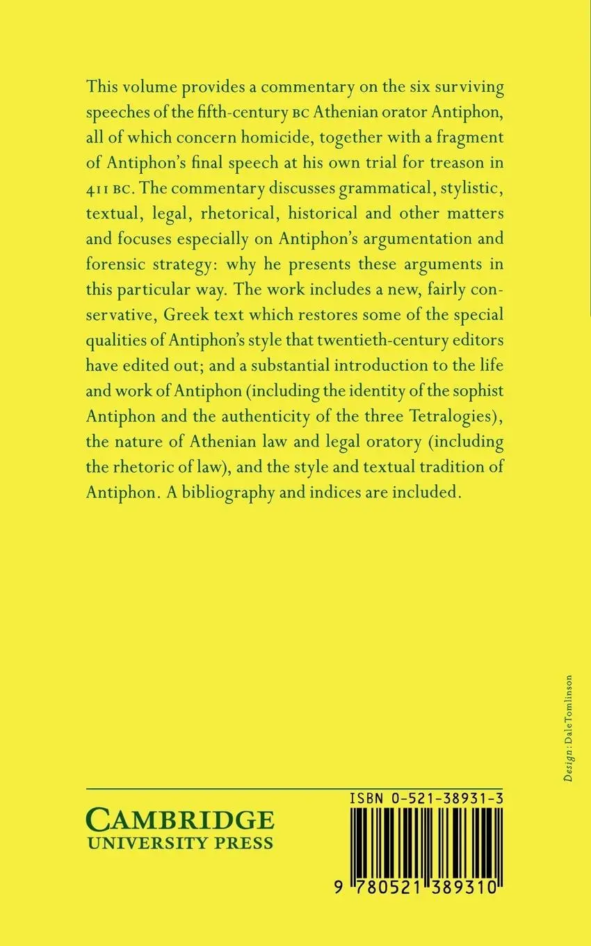 Rückseite: 9780521389310 | Antiphon | The Speeches | Michael Gagarin (u. a.) | Taschenbuch | 2005