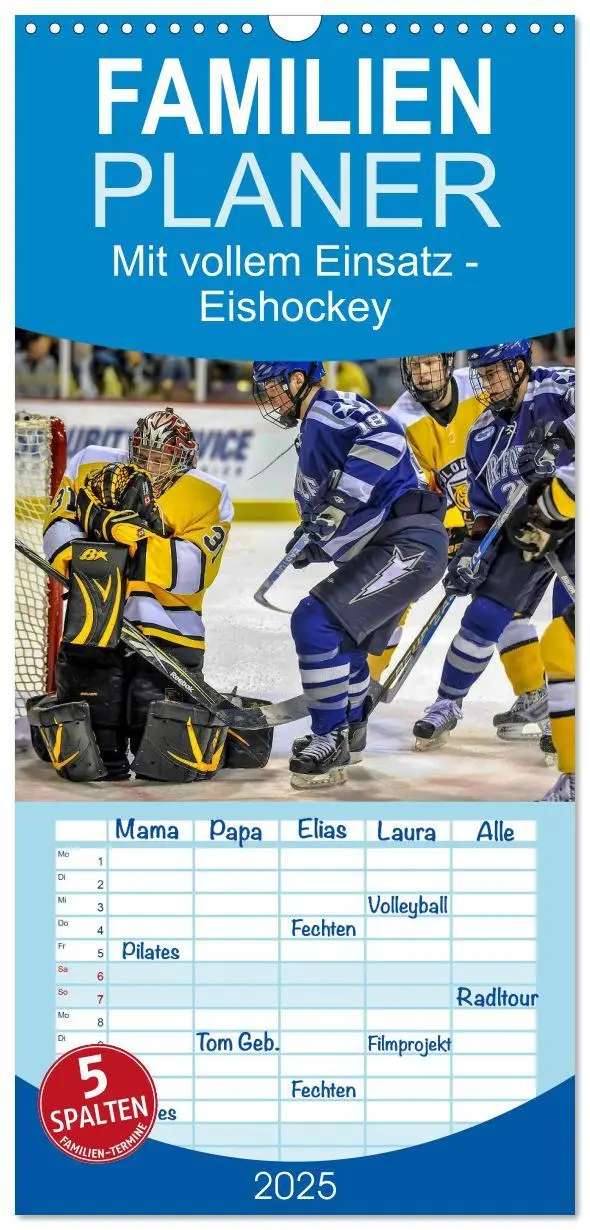 Cover: 9783457119310 | Familienplaner 2025 - Mit vollem Einsatz - Eishockey mit 5 Spalten...