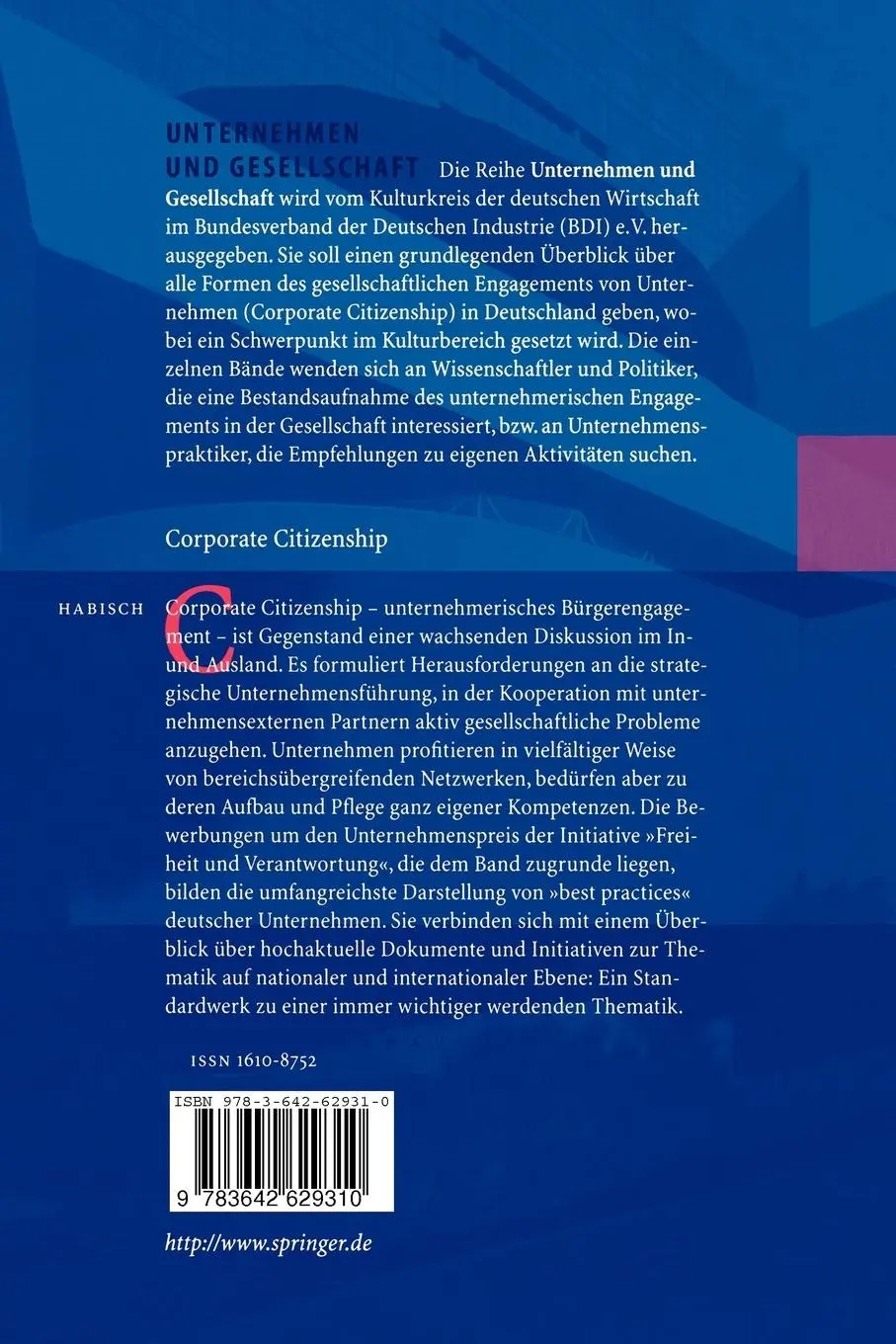 Rückseite: 9783642629310 | Corporate Citizenship | André Habisch | Taschenbuch | xvii | Deutsch
