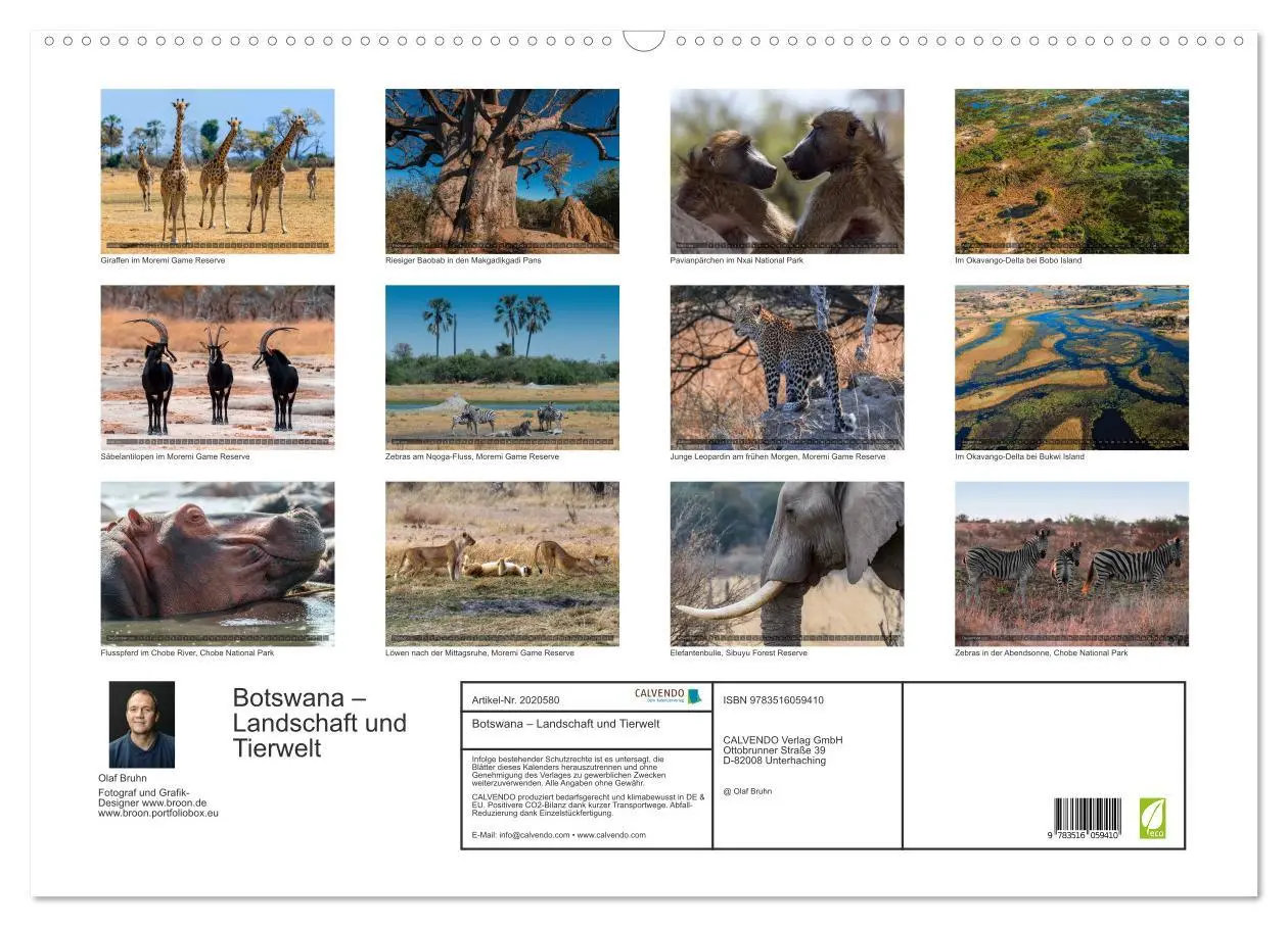 Bild: 9783516059410 | Botswana - Landschaft und Tierwelt (Wandkalender 2026 DIN A2 quer),...