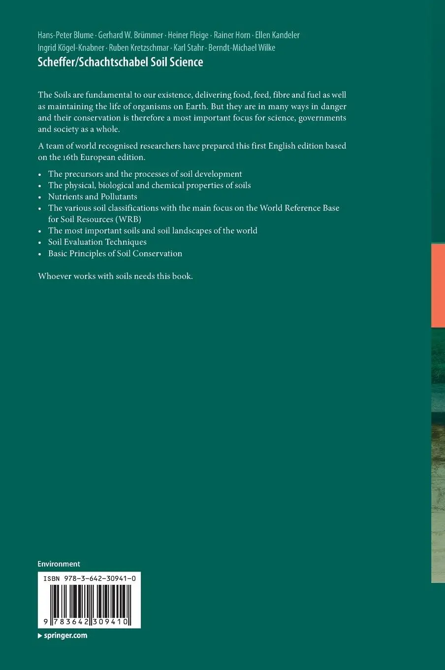 Rückseite: 9783642309410 | Scheffer/Schachtschabel Soil Science | Hans-Peter Blume (u. a.) | Buch