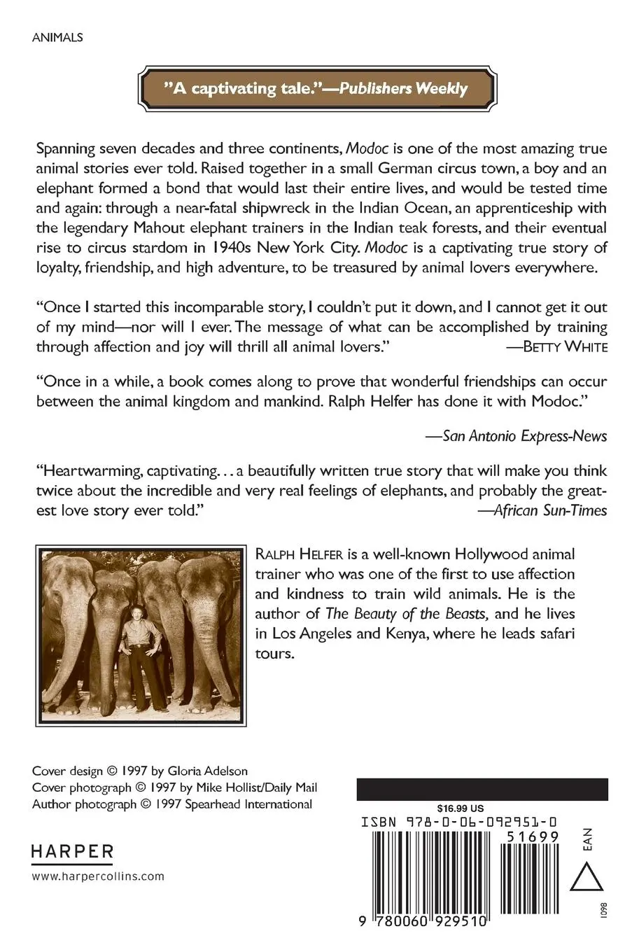 Rückseite: 9780060929510 | Modoc | The True Story of the Greatest Elephant That Ever Lived | Buch