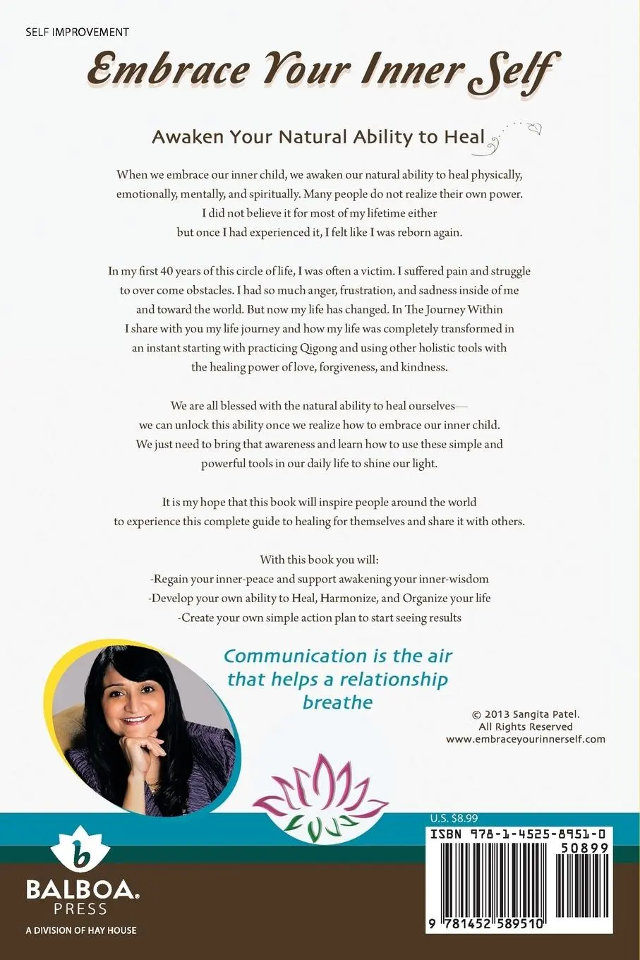 Rückseite: 9781452589510 | Embrace Your Inner Self | Awaken Your Natural Ability to Heal | Patel