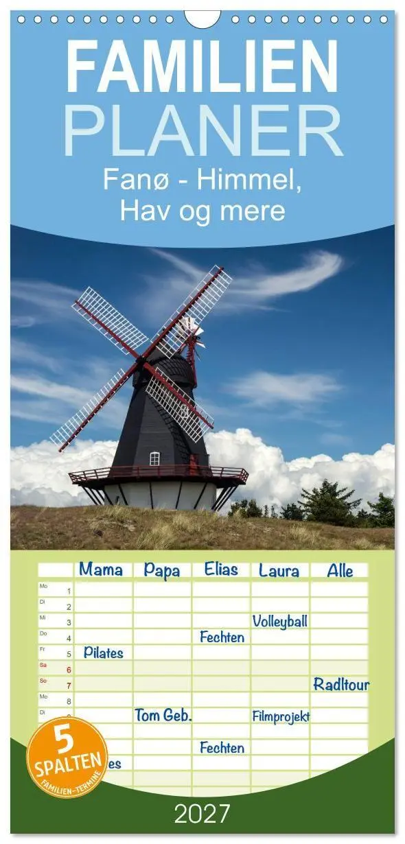 Cover: 9783594339510 | Familienplaner 2027 - Fanø - Himmel, Hav og mere mit 5 Spalten...