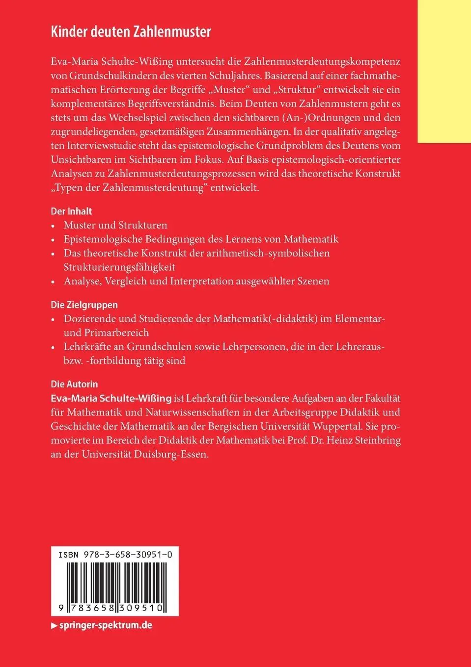 Rückseite: 9783658309510 | Kinder deuten Zahlenmuster | Eva-Maria Schulte-Wißing | Taschenbuch