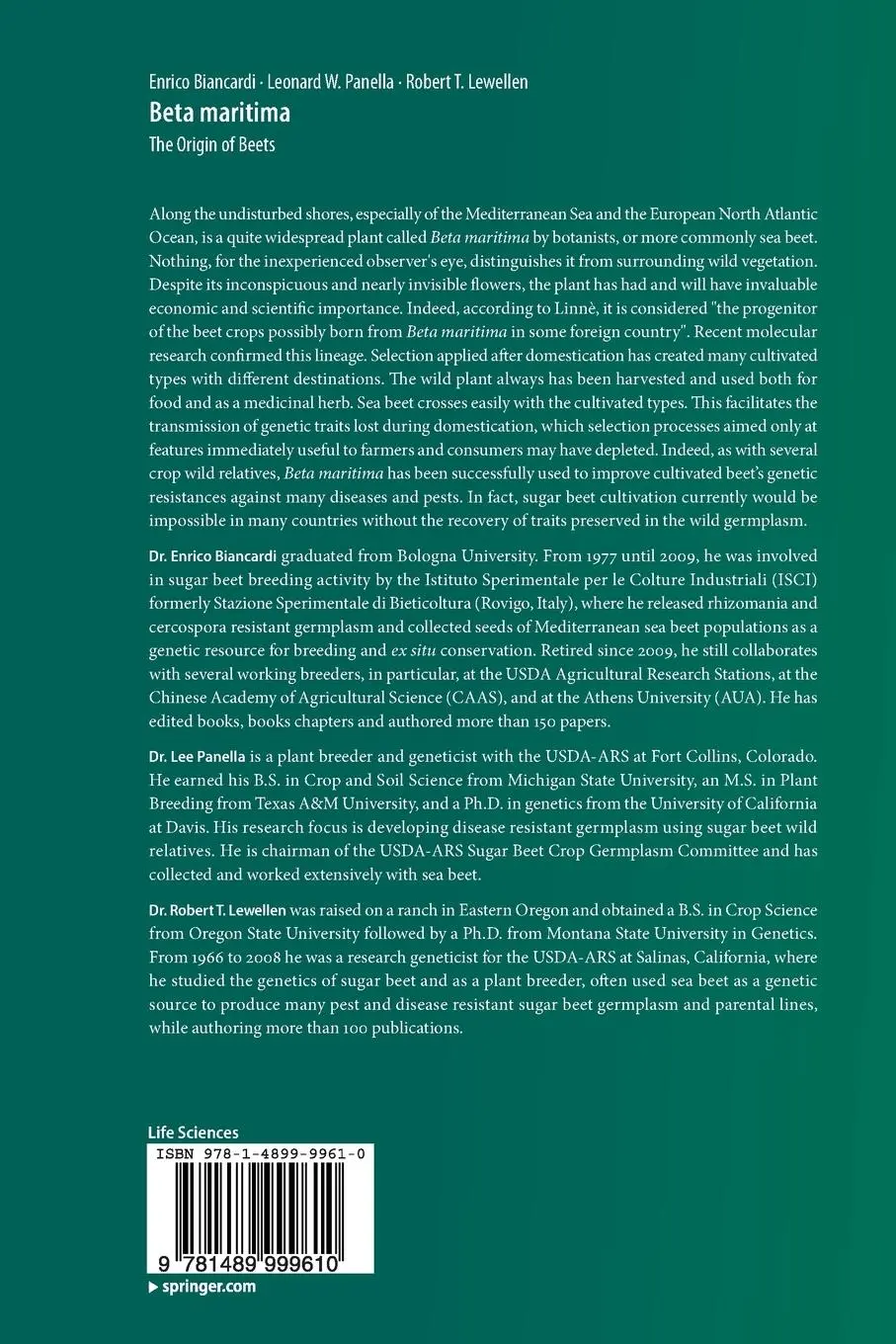 Rückseite: 9781489999610 | Beta maritima | The Origin of Beets | Enrico Biancardi (u. a.) | Buch