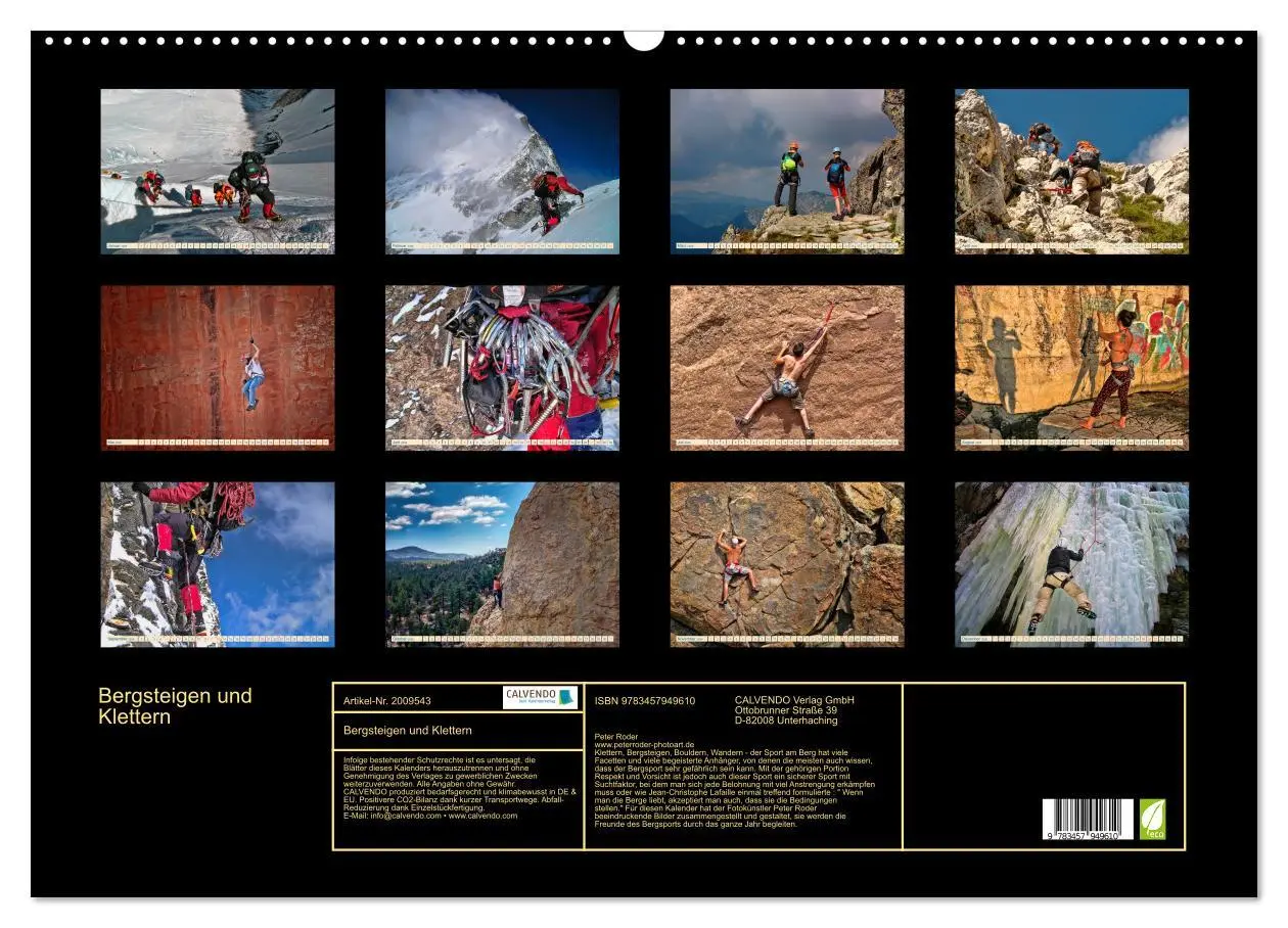 Bild: 9783457949610 | Bergsteigen und Klettern (Wandkalender 2026 DIN A2 quer), CALVENDO...