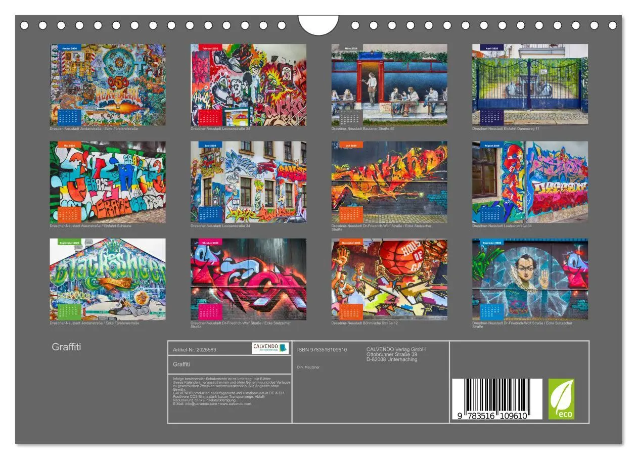 Bild: 9783516109610 | Graffiti (Wandkalender 2026 DIN A4 quer), CALVENDO Monatskalender