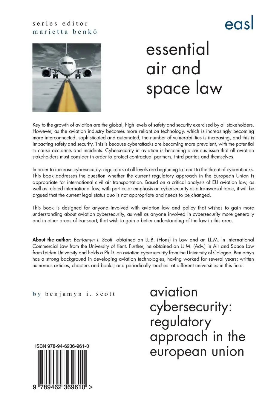 Rückseite: 9789462369610 | Aviation Cybersecurity | Regulatory Approach in the European Union