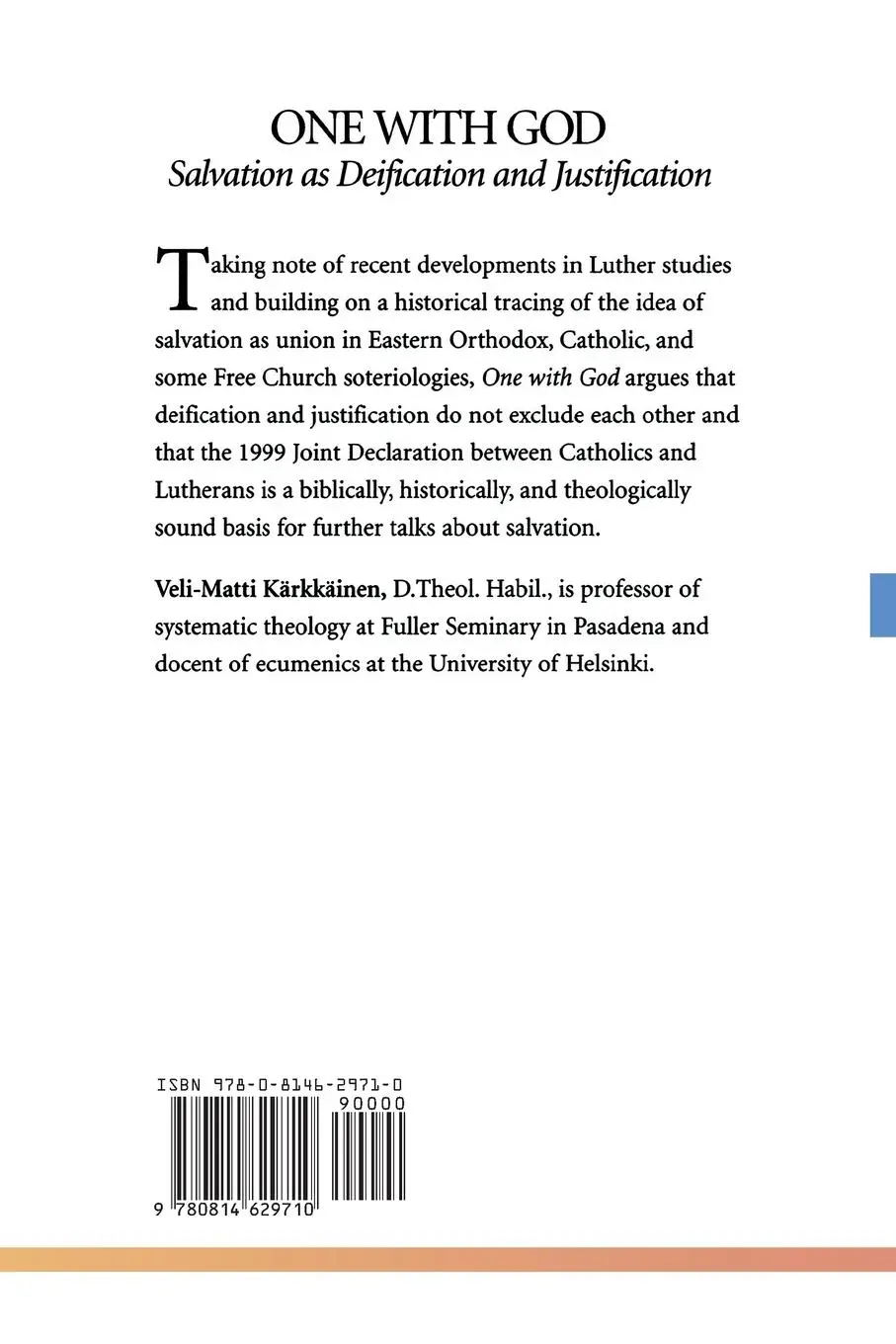 Rückseite: 9780814629710 | One with God | Salvation as Deification and Justification | Karkkainen