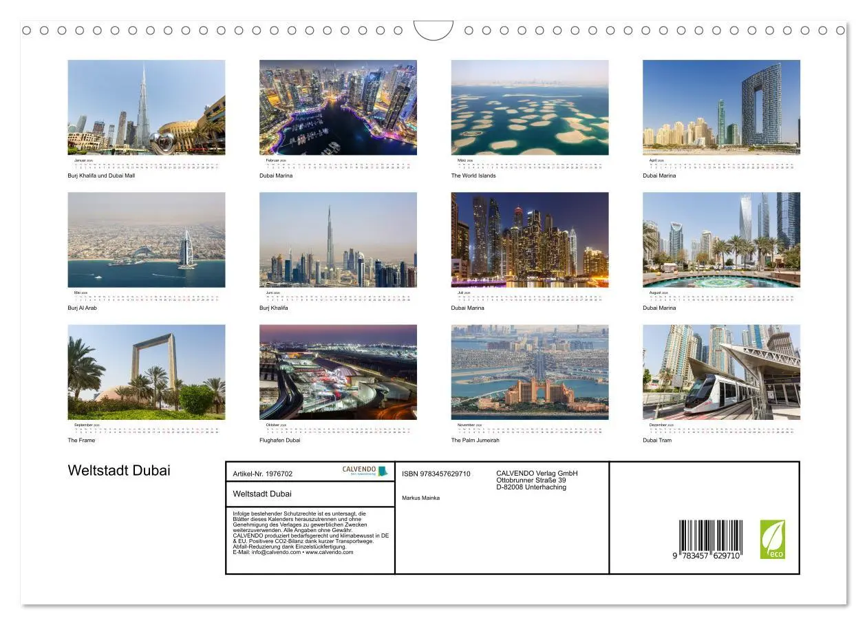 Bild: 9783457629710 | Weltstadt Dubai (Wandkalender 2026 DIN A3 quer), CALVENDO...