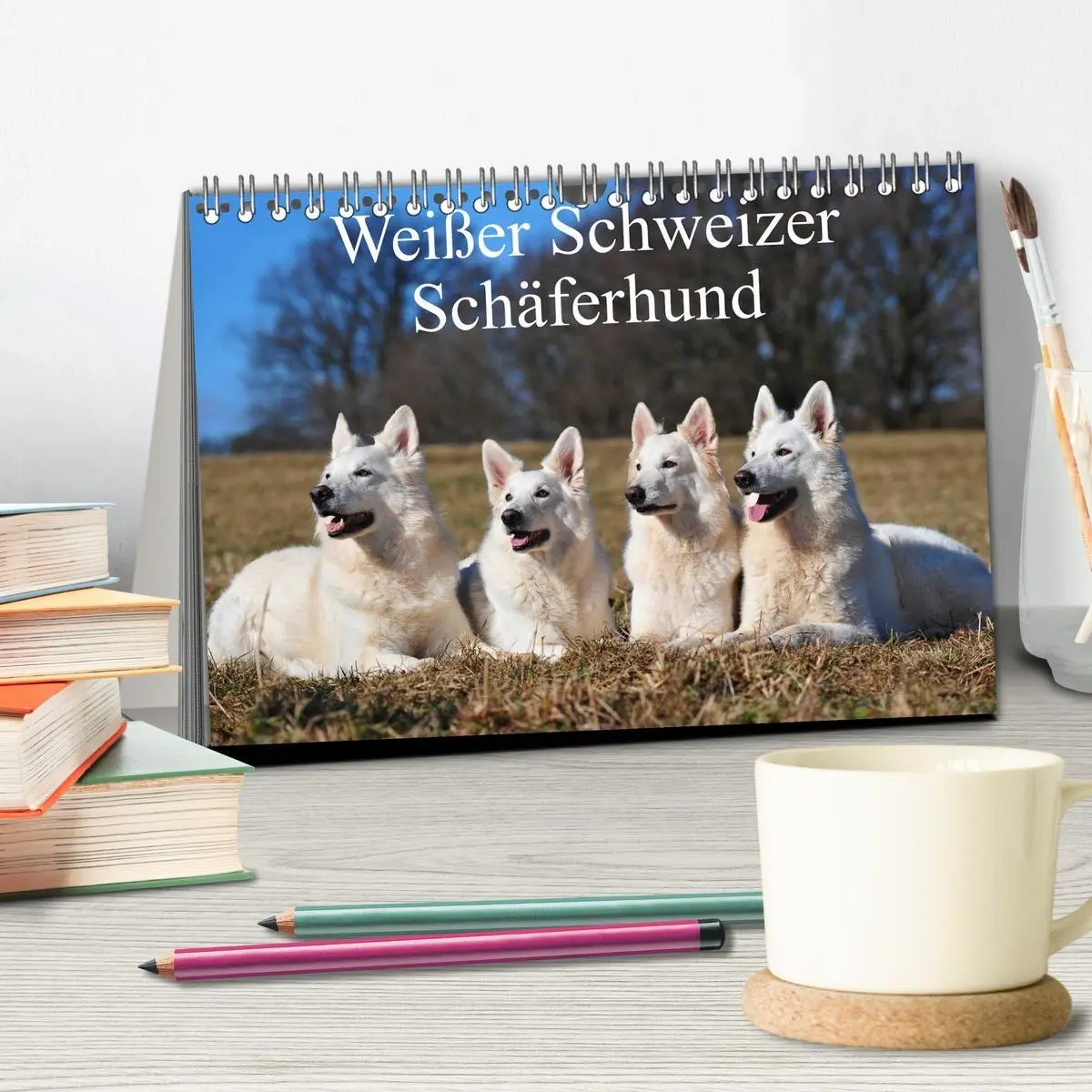 Bild: 9783594179710 | Weißer Schweizer Schäferhund (Tischkalender 2027 DIN A5 quer),...