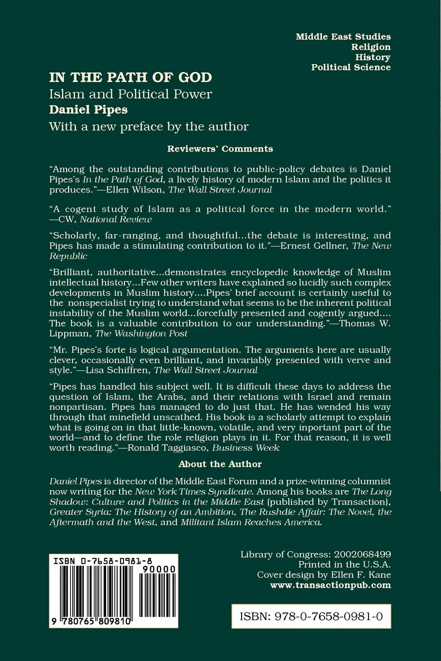 Rückseite: 9780765809810 | In the Path of God | Islam and Political Power | Daniel Pipes | Buch