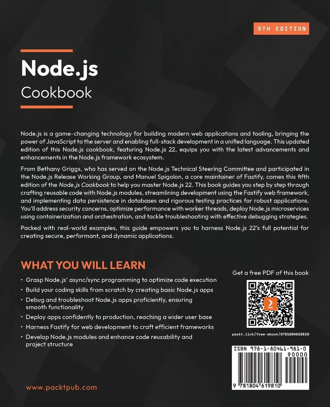 Rückseite: 9781804619810 | Node.js Cookbook - Fifth Edition | Bethany Griggs (u. a.) | Buch