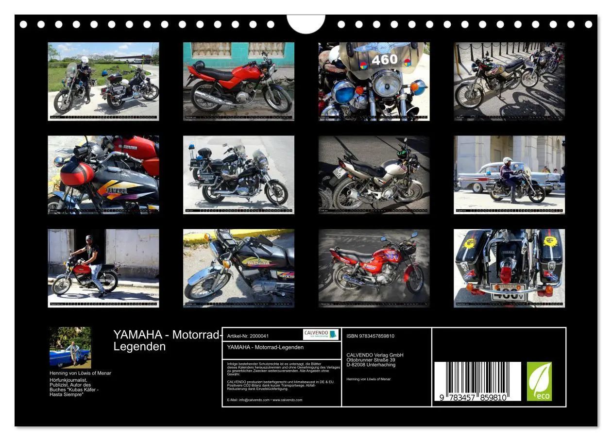 Bild: 9783457859810 | YAMAHA - Motorrad-Legenden (Wandkalender 2026 DIN A4 quer),...