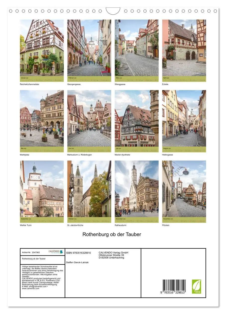 Bild: 9783516329810 | Rothenburg ob der Tauber (Wandkalender 2026 DIN A3 hoch), CALVENDO...