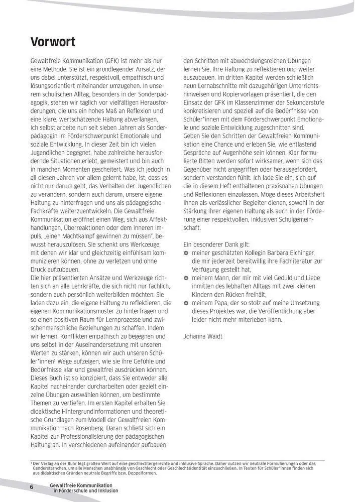 Bild: 9783834669810 | Gewaltfreie Kommunikation in Förderschule und Inklusion | Waidt | Buch