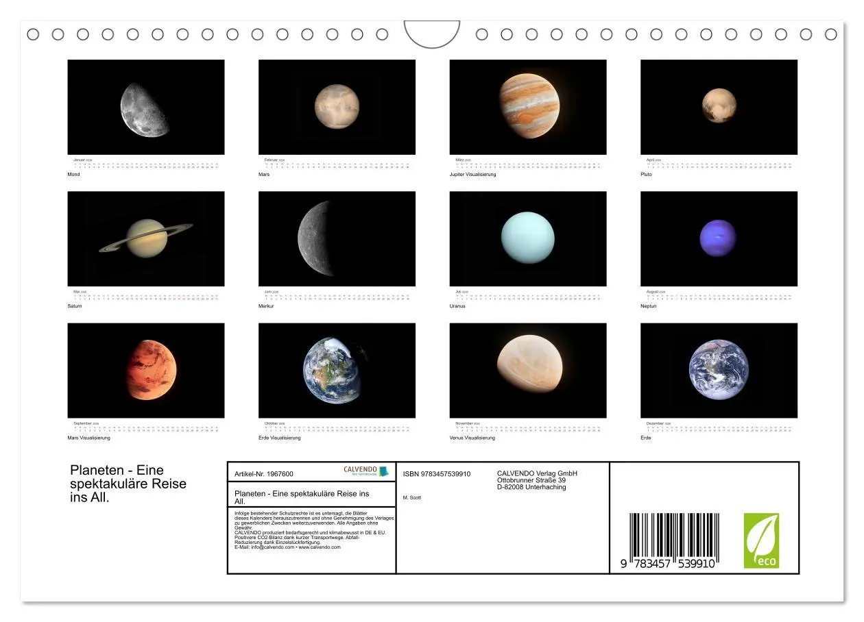Bild: 9783457539910 | Planeten - Eine spektakuläre Reise ins All. (Wandkalender 2026 DIN...