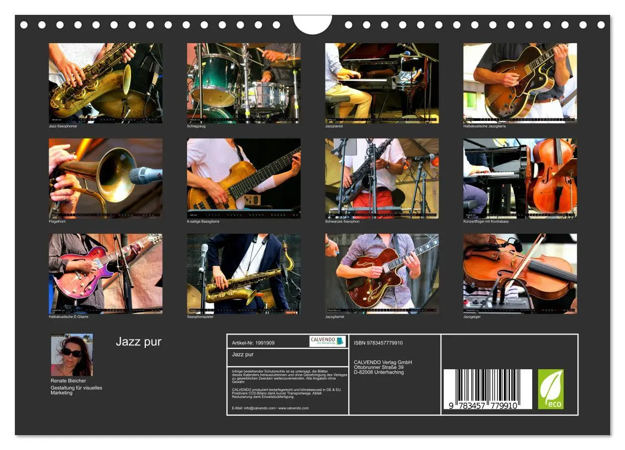 Bild: 9783457779910 | Jazz pur (Wandkalender 2026 DIN A4 quer), CALVENDO Monatskalender