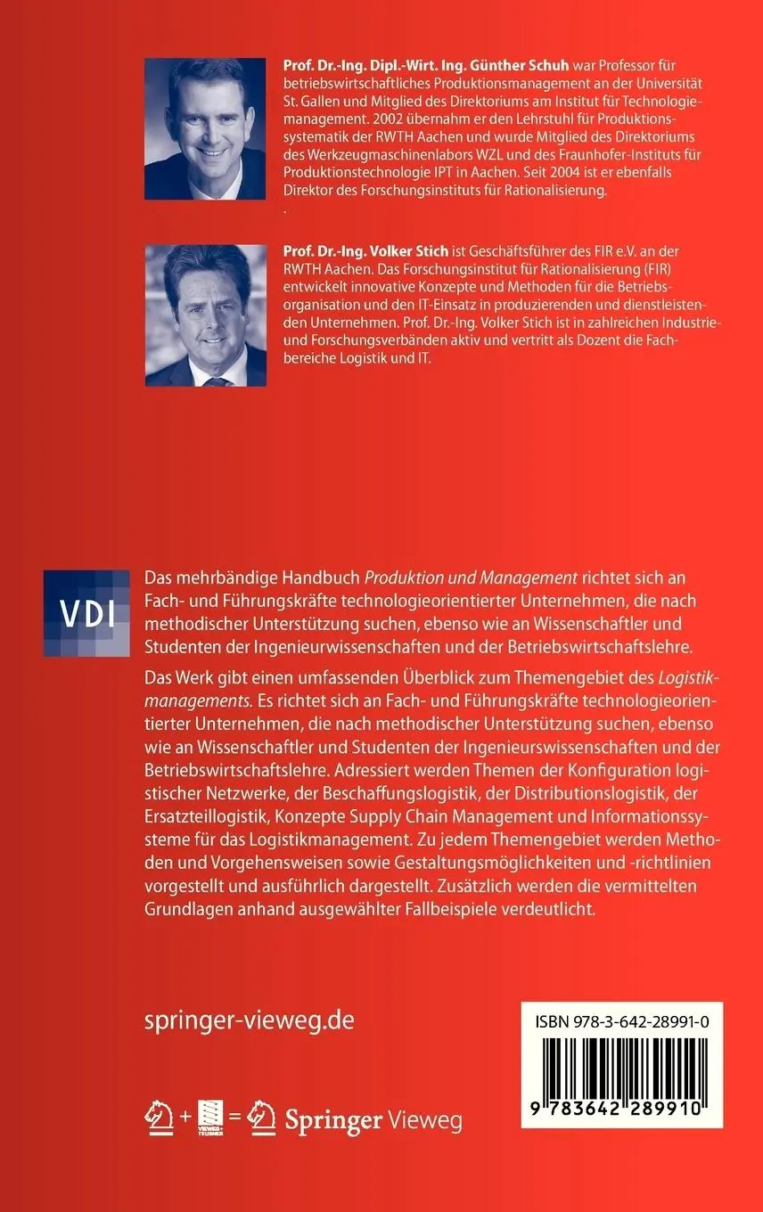 Rückseite: 9783642289910 | Logistikmanagement | Handbuch Produktion und Management 6 | Buch | ix