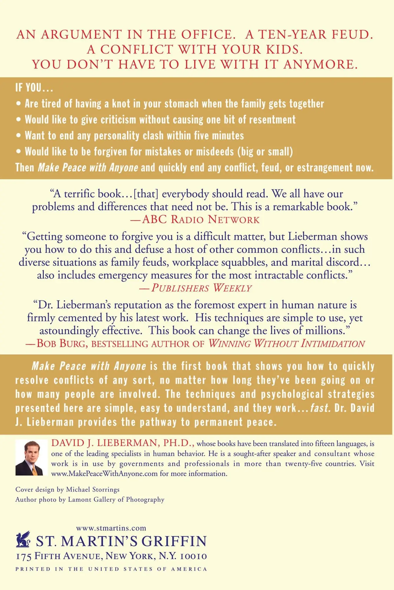 Rückseite: 9780312310011 | Make Peace with Anyone | David J. Lieberman | Taschenbuch | Englisch