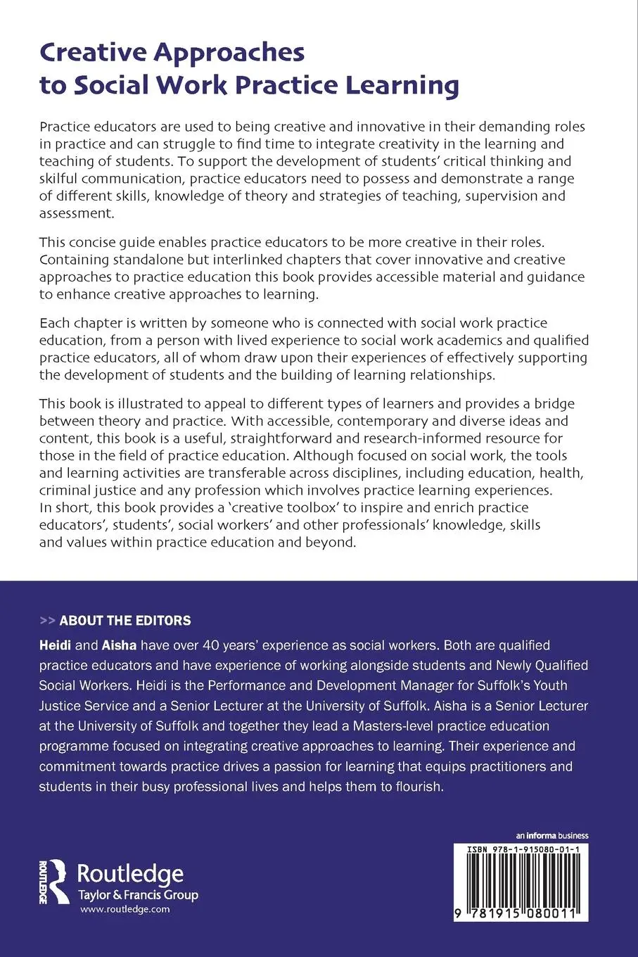 Rückseite: 9781915080011 | Creative Approaches to Social Work Practice Learning | Howells (u. a.)