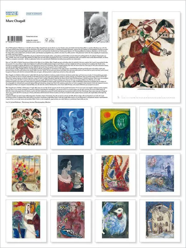Bild: 9783819300011 | Marc Chagall 2027 | Verlag Korsch | Kalender | Spiralbindung | 14 S.