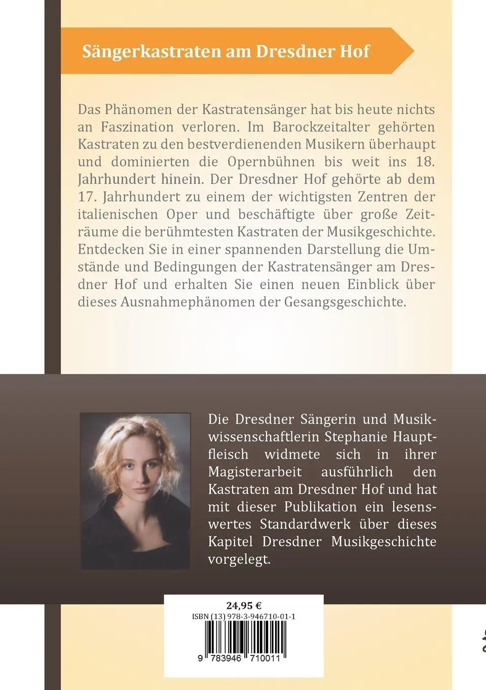 Rückseite: 9783946710011 | Sängerkastraten am Dresdner Hof | Stephanie Hauptfleisch | Taschenbuch