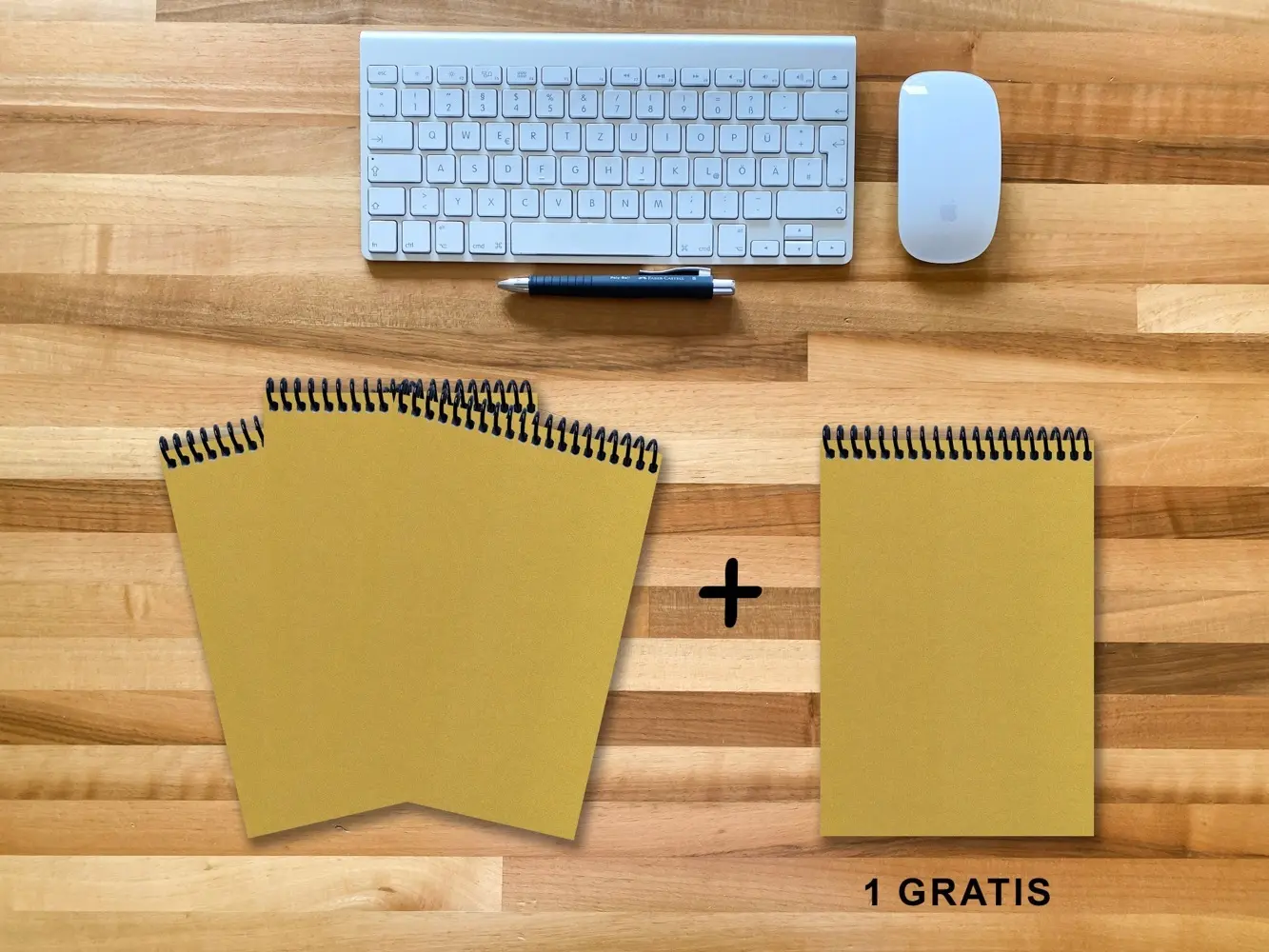 A 5 Notizblock - Set, 3+1 gratis, Luxury 80 Seiten GOLD GMUND SHIMMER, punktiert 5x5mm