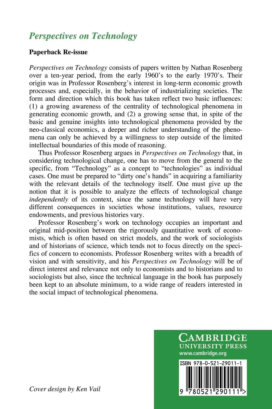 Rückseite: 9780521290111 | Perspectives on Technology | Nathan Rosenberg (u. a.) | Taschenbuch
