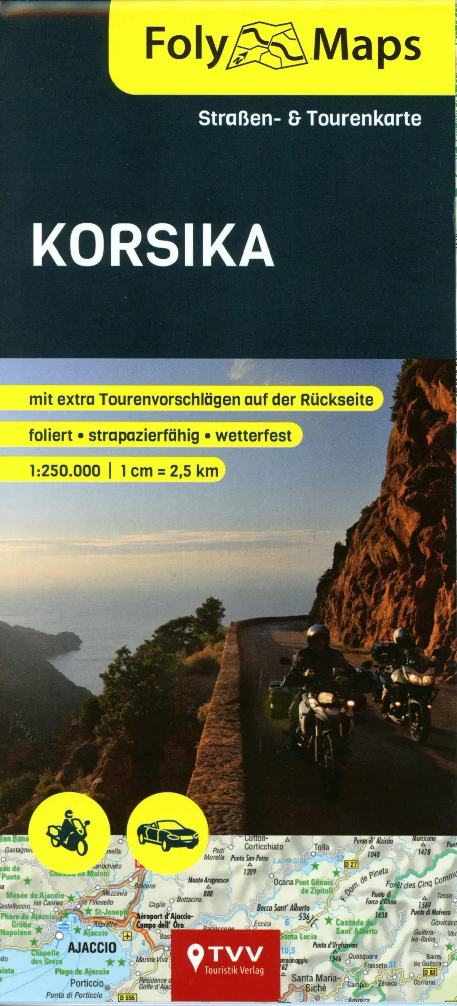 Cover: 9783965990111 | FolyMaps Karte Korsika 1:250 000 | Straßen- und Tourenkarte | Deutsch