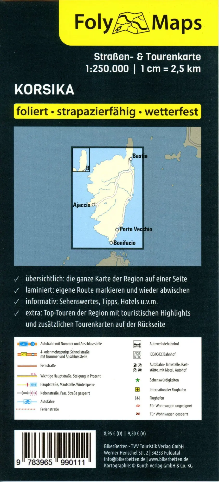 Bild: 9783965990111 | FolyMaps Karte Korsika 1:250 000 | Straßen- und Tourenkarte | Deutsch