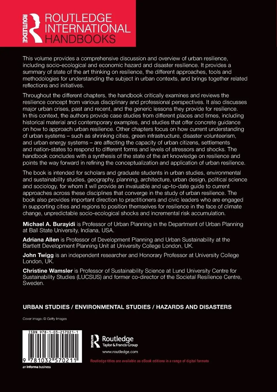 Rückseite: 9781032570211 | The Routledge Handbook of Urban Resilience | Burayidi (u. a.) | Buch