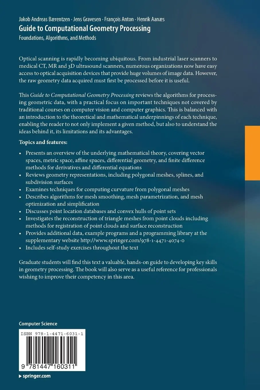 Rückseite: 9781447160311 | Guide to Computational Geometry Processing | Bærentzen (u. a.) | Buch