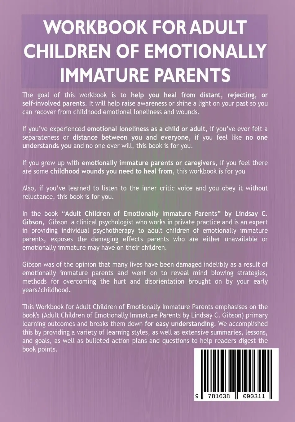 Rückseite: 9781638090311 | Workbook for Adult Children of Emotionally Immature Parents | Buch