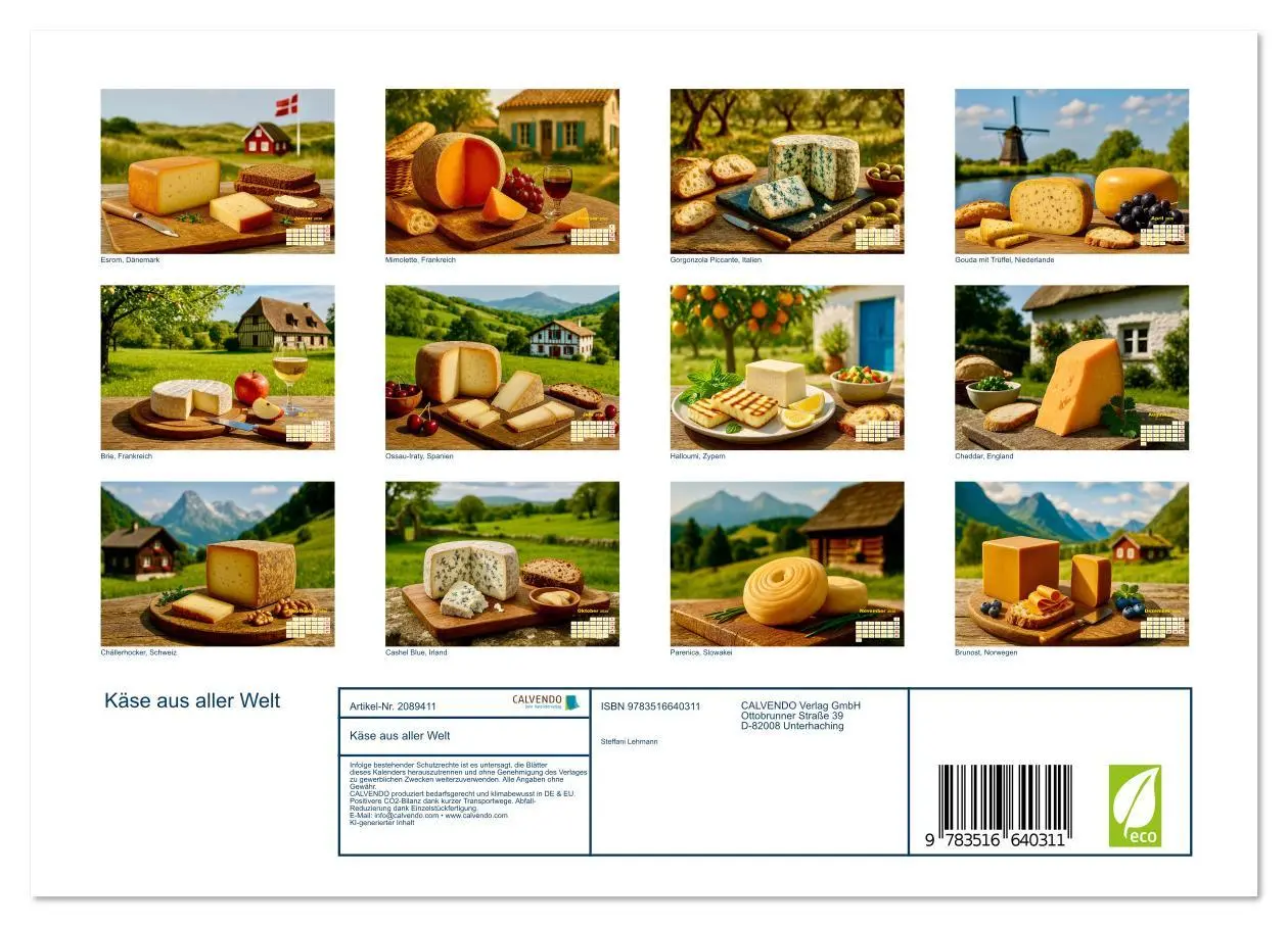 Bild: 9783516640311 | Käse aus aller Welt (Wandkalender 2026 DIN A4 quer), CALVENDO...