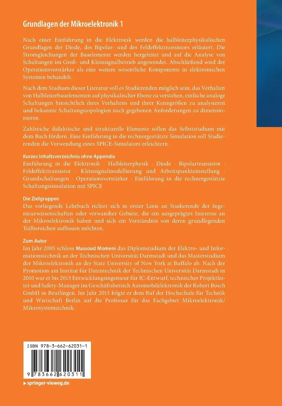 Rückseite: 9783662620311 | Grundlagen der Mikroelektronik 1 | Massoud Momeni | Taschenbuch | xxv
