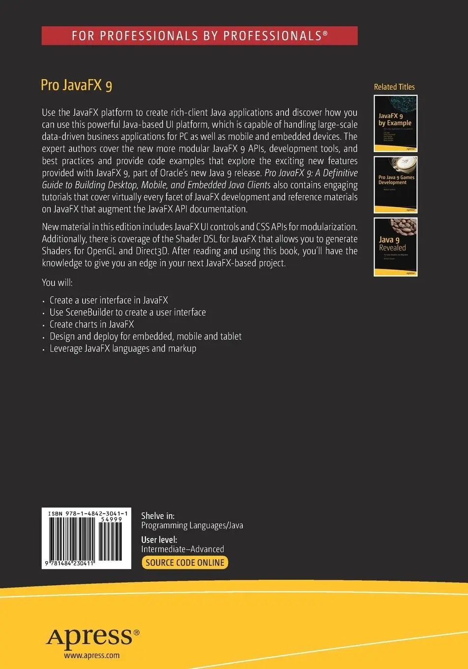 Rückseite: 9781484230411 | Pro JavaFX 9 | Johan Vos (u. a.) | Taschenbuch | xiii | Englisch